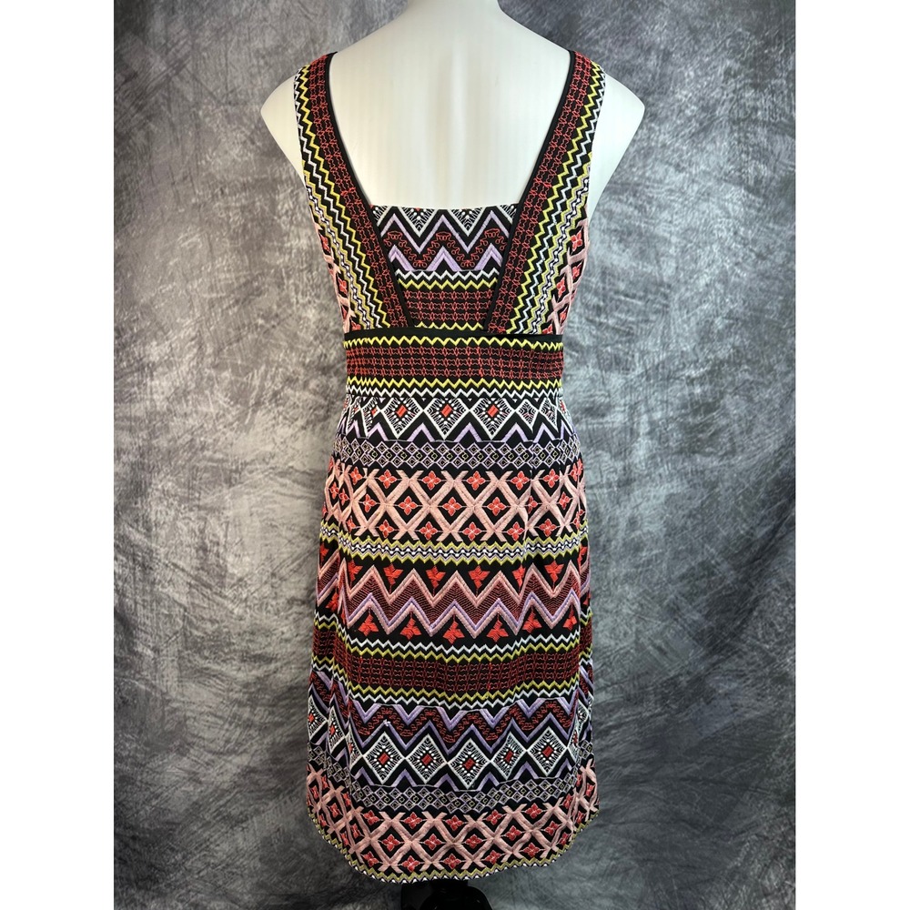 Akemi + Kin Anthropologie Dress Womens 10 Black Multicolor Embroidered Cutout - Picture 2 of 6
